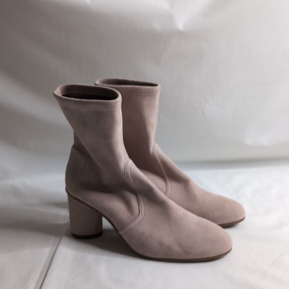 Stuart Weitzman Elegant Women's Suede Ankle Boots - Cream - Picture 1 of 7
